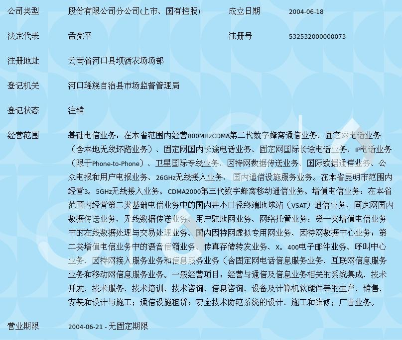 连接边陲，服务万家 中国电信股份河口坝洒支局的基础电信业务